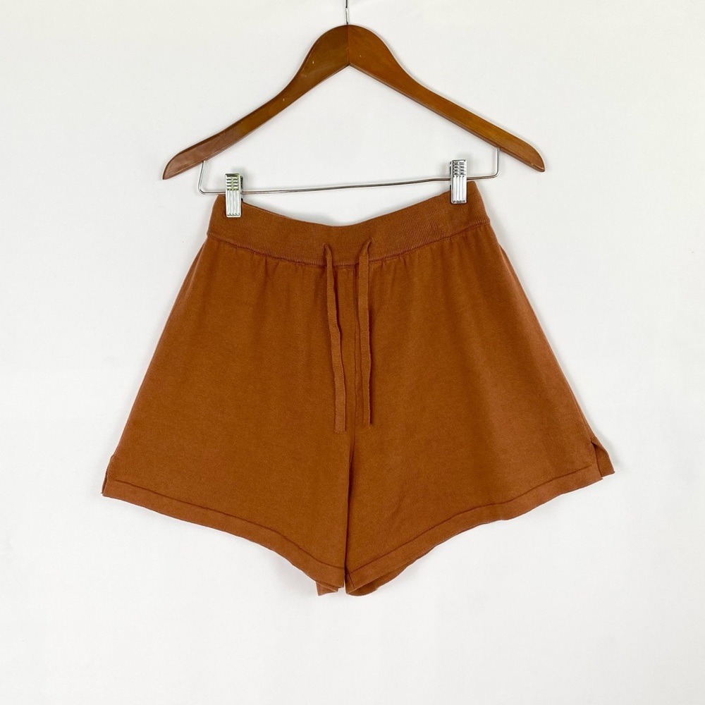 ALLFENIX Cotton Loungeβ Shorts Brown Drawstring Size Medium Pajama Casual